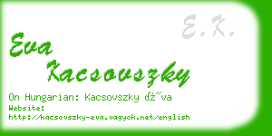 eva kacsovszky business card